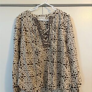 Velvet by Graham & Spencer Geometric Blouse - Black and Cream